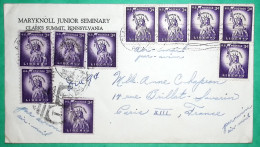 AIR MAIL LIBERTY STAMPS 3 CENTS X10 MARYKNOLL JUNIOR SEMINARY PENNSYLVANIA USA AMERICA FOR PARIS FRANCE COVER - Other & Unclassified