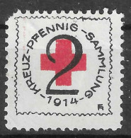 1914 VIGNETTE CINDERELLA Germany Pfennig Sammlung  WW I Red Cross Rotes Kreuz Croix Rouge 2 PFENNIG Seal Charity  STAMP - Croce Rossa