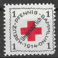 1914 VIGNETTE CINDERELLA Germany Pfennig Sammlung  WW I Red Cross Rotes Kreuz Croix Rouge 1 PFENNIG Seal Charity  STAMP - Croce Rossa