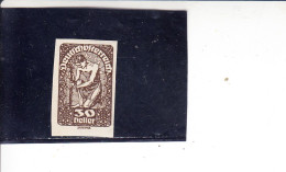 AUSTRIA  1919 - Unificato  211*  (L) -  Non  Dentellato - Ungebraucht