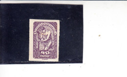 AUSTRIA  1919 - Unificato  212  (L) -  Non  Dentellato - Ungebraucht