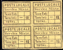 2114. TURKEY 1866 LIANOS LOCAL POST 10 P.YT 4 ISFILA 8 BLOCK OF 4 - Autres & Non Classés