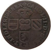 SPANISH NETHERLANDS LIARD 1692 CARLOS II (1665-1700) RARE #t065 0033 - 1556-1713 Spanish Netherlands