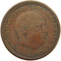 SPAIN PESETA 1963 Francisco Franco 1939-1975 MINTING ERROR #c010 0355 - 1 Peseta