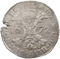 SPANISH NETHERLANDS PATAGON 1672 CARLOS II (1665-1700) #t093 0193 - 1556-1713 Spanish Netherlands