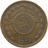 PARAGUAY 2 CENTESIMOS 1870  #t135 0119 - Paraguay