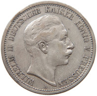 PREUSSEN 2 MARK 1905 Wilhelm II. (1888-1918) #c064 0491 - 2, 3 & 5 Mark Silver