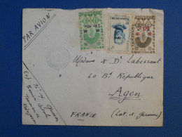DF5 MADAGASCAR BELLE LETTRE 1948 PAR AVION TANANARIVE A AGEN FRANCE ++SURCHARGES +AFFR. INTERESSANT + - Briefe U. Dokumente