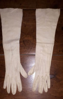 GANTS ANCIENS CUIR LONGS MANCHETTES FEMME TAILLE 7 - 1900-1940