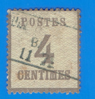 TIMBRE FRANCE - ALSACE-LORRAINE - 4 CENTIMES GRIS-LILAS N° 3 OBLITERE 1871 - Usati