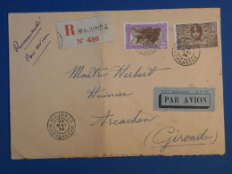 DF5 MADAGASCAR BELLE LETTRE RECO 1934 PETIT BUREAU MAJUNGA  A   ARCACACHON  FRANCE ++ 8F +AFFR. INTERESSANT + - Covers & Documents