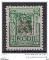 EGEO-RODI:  1931   CONGRESSO  EUCARISTICO  SOPRASTAMPATO  -  25 C. VERDE  N. -  SASS. 33 - Aegean (Rodi)