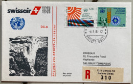 SWITZERLAND- ZIMBABWE 1982, SWISSAIR FIRST FLIGHT, GENEVA - SALISBURY, ILLUSTRATE COVER, REGISTER, HARARE CITY CANCEL - Zimbabwe (1980-...)