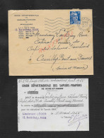 LETTRE TIMBRE 1955 REÇU SAPEURS POMPIERS ( POMPIER ) SEINE & MARNE DE MEAUX LIEUTENANT LÉGER , COUILLY PONT AUX DAMES - Brandweer