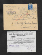 LETTRE TIMBRE 1955 REÇU SAPEURS POMPIERS ( POMPIER ) SEINE & MARNE DE MEAUX LIEUTENANT LÉGER , COUILLY PONT AUX DAMES - Pompieri