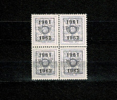 1961 PRE714** X 4 Zonder Scharnier.Heraldieke Leeuw:5c.Opdruk 1961-1962.OBP 34 Euro - Typografisch 1951-80 (Cijfer Op Leeuw)