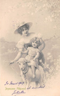 CPA Fantaisie - Illustrateur WICHERA - M.M. VIENNE - Joyeuses Pâques - Femme - Fillette - Mouton - Wichera