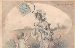 CPA Fantaisie - Illustrateur WICHERA - M.M. VIENNE - Joyeuses Pâques - Femme - Enfant - Oeuf - Wichera