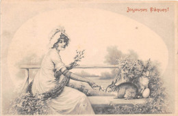 CPA Fantaisie - Illustrateur WICHERA - M.M. VIENNE - Joyeuses Pâques - Femme - Lapin - Wichera