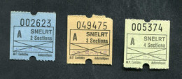 Série De 3 Tickets De Tramways 1969 à 1981 "Société Nouvelle Electric Lille Roubaix Tourcoing" Ticket De Tramway - Tram - Europa