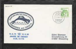 911) Busta Marina Militare BRD Schiffspost 1984 Marine Sommergibile U 25 S 174 Submarines And Targets 10 Jahre Im Dienst - Submarinos