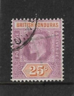BRITISH HONDURAS 1907 25c SG 89 FINE USED Cat £65 - Honduras Británica (...-1970)