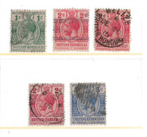 BRITISH HONDURAS 1913 - 1921 ALL DIFFERENT VALUES TO 5c SG 101,102,102a,102b,104 FINE USED Cat £5.35 - Britisch-Honduras (...-1970)