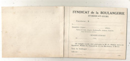 Carnet Complet De 12, Syndicat De La Boulangerie D'Indre Et Loire, 1944, Frais Fr 2.35 E - Ohne Zuordnung