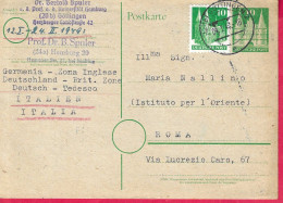 GERMANY - INTERO CARTOLINA POSTALE/POSTKARTE 10PF (+10) (MICHEL P2) DA (20B) GOTTINGEN*4.1.49* PER ROMA - Cartas & Documentos