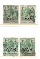 BRITISH HONDURAS 1917 - 1918 WAR STAMPS SG 118, 118b, 119, 119a FINE USED Cat £27.50 - British Honduras (...-1970)