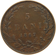 ROMANIA 5 BANI 1867 WATT CO Carol I. 1866-1914 #t145 0493 - Roumanie