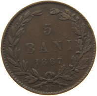 ROMANIA 5 BANI 1867 WATT Carol I. 1866-1914 #s077 0421 - Roumanie