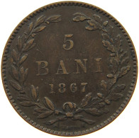 ROMANIA 5 BANI 1867 HEATON Carol I. 1866-1914 #s036 0331 - Roumanie