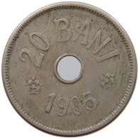 ROMANIA 20 BANI 1905 Carol I. 1866-1914 #s026 0163 - Roumanie