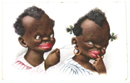 Un Idilio, A Romance. African Boy & Girl 1920s Unused Artist Postcard. Publisher Edic. Victoria N.Coll Salieti Barcelona - Cartes Humoristiques