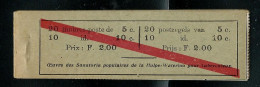 Carnet : N° A 10a ( N° Couverture 167 )  ROTOM ( Courroies ) - Le Zoute - Institut Elisabeth  ) ( état ** ) - 1907-1941 Antiguos [A]