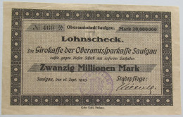 SAULGAU 20 MILLIONEN MARK 1923  #alb015 0309 - 20 Mio. Mark