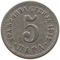 SERBIA 5 PARA 1912 Milan I (1882-1889) Alexander I (1889-1903) Peter I (1903-1918) #a089 0269 - Servië