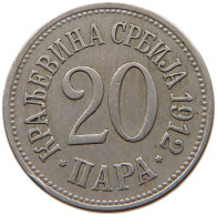 SERBIA 20 PARA 1912 Milan I (1882-1889) Alexander I (1889-1903) Peter I (1903-1918) #s067 0631 - Serbia