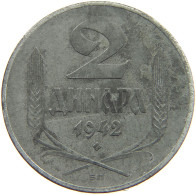 SERBIA 2 DINARA 1942  #c020 0419 - Servië