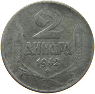 SERBIA 2 DINARA 1942  #c020 0415 - Serbien