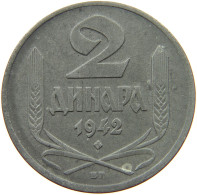 SERBIA 2 DINARA 1942  #s042 0295 - Serbia