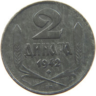 SERBIA 2 DINARA 1942  #a006 0385 - Serbia
