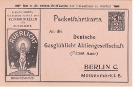 Entier De La Poste Locale Allemande De Berlin (1890) Timbrée Sur Commande Publicité Avec Lion, Gaz Et Lumière - Big Cats (cats Of Prey)