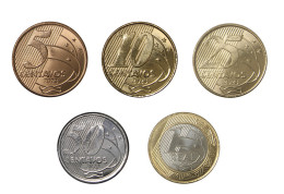 Brazil, 2023, Set Of 5 Different Coins, From 0.05 - 1 REAL Of 2023 Bi-Metal - Brésil