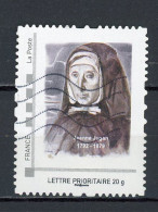 FRANCE - PERSONNALISÉS - JEANNE JUGAN -  N° Yvert 13 (IDT) OBLI;  LETTRE PRIORITAIRE 20 G (IMP. EN BRUN ROUGE) - Usati