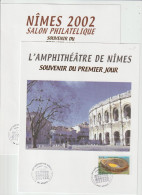7174 Lot De 2 Souvenirs PREMIER JOUR FDC AmphithéatreNimes 2022 Cachet Commémoratif Salon Philatélique Cnep Dédicace - 2000-2009