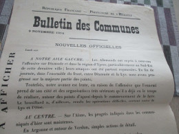 Guerre De 14/18 Grande Affiche 32 X 48 Environs Préfecture De L'Hérault Nouvelles Officielles Du Front 9 Et 10/11/1914 - Documentos