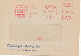 Norway Cover With Meter Cancel Oslo 10-10-1973 (Önskeboken For Hus Og Hytte Eiere) The Flap On The Backside Of The Cover - Cartas & Documentos