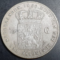 Netherlands 1/2 0.5 Gulden Willem III 1858 VF Sharp Detail - 1849-1890 : Willem III